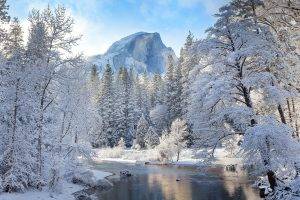 landscape, Nature, Winter, River, Mountain