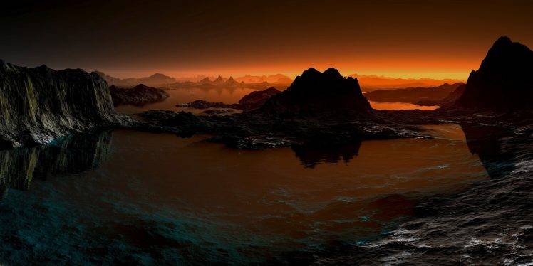 nature, Landscape, Crater, Lake, Sunset, Sky, Mountain, Water, Reflection HD Wallpaper Desktop Background