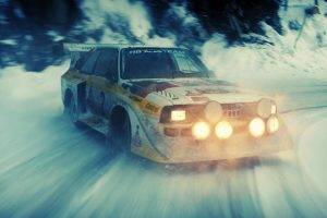 rally Cars, Audi, Snow, Drift, Audi Quattro