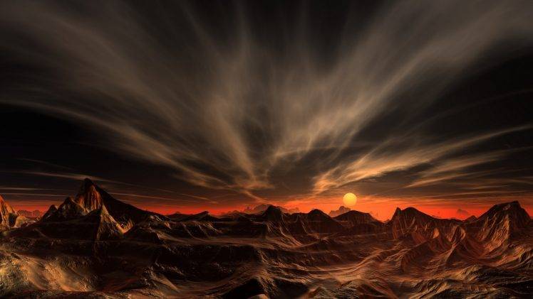 landscape, Nature, Mountain, Desert, Sunset, Clouds, Sky, Red, Erosion HD Wallpaper Desktop Background
