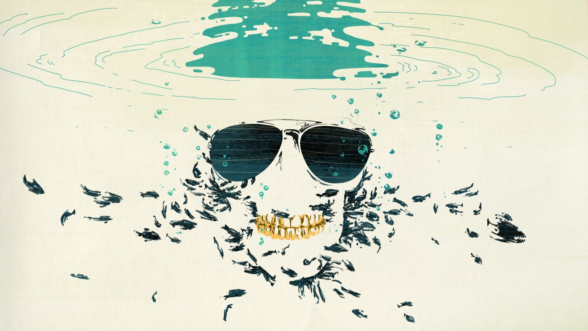skull, Abstract, Water, Glasses, Artwork Wallpaper