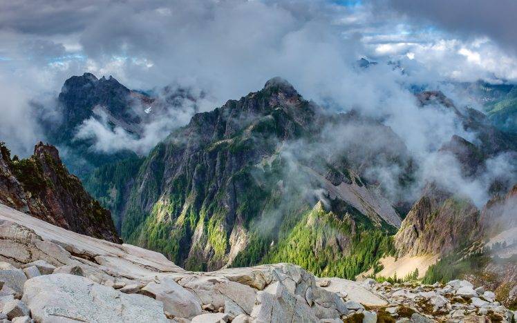 nature, Landscape, Mountain, Clouds, Forest, Summit, Daylight, Washington State HD Wallpaper Desktop Background