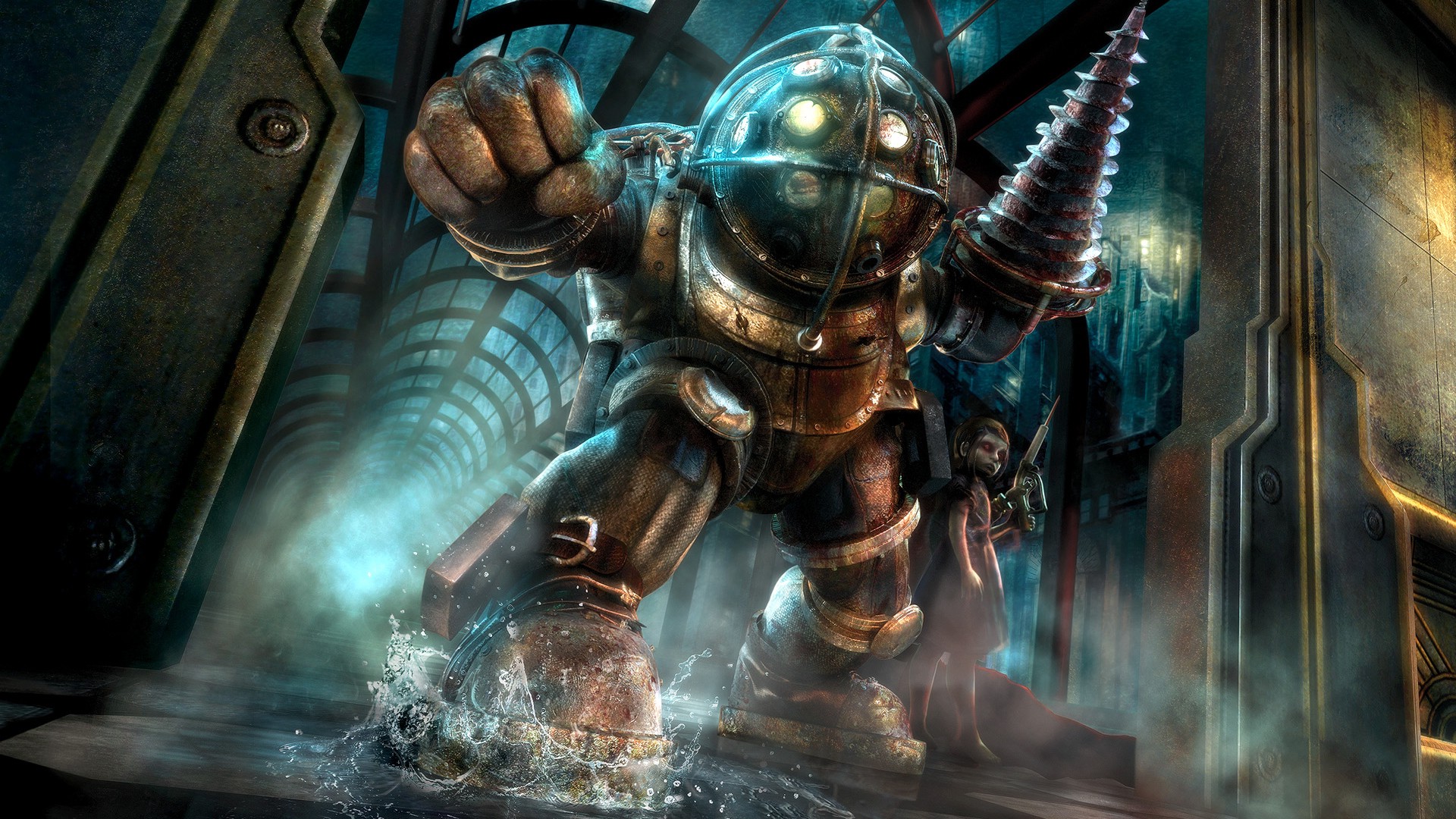 BioShock, Video Games, Big Daddy, Little Sister, Rapture, Sea Wallpaper