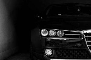 black, Car, Alfa Romeo, Face, Headlights, Dark