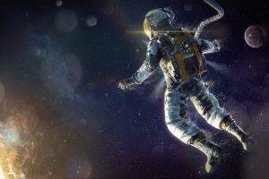 digital Art, Astronaut, Space, Sun