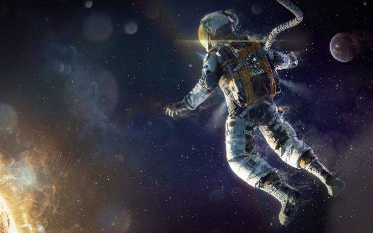 digital Art, Astronaut, Space, Sun HD Wallpaper Desktop Background