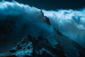 landscape, Nature, Summit, Mountain, Blue, Atmosphere, Clouds, Torres Del Paine, Chile, Wind, Snowy Peak