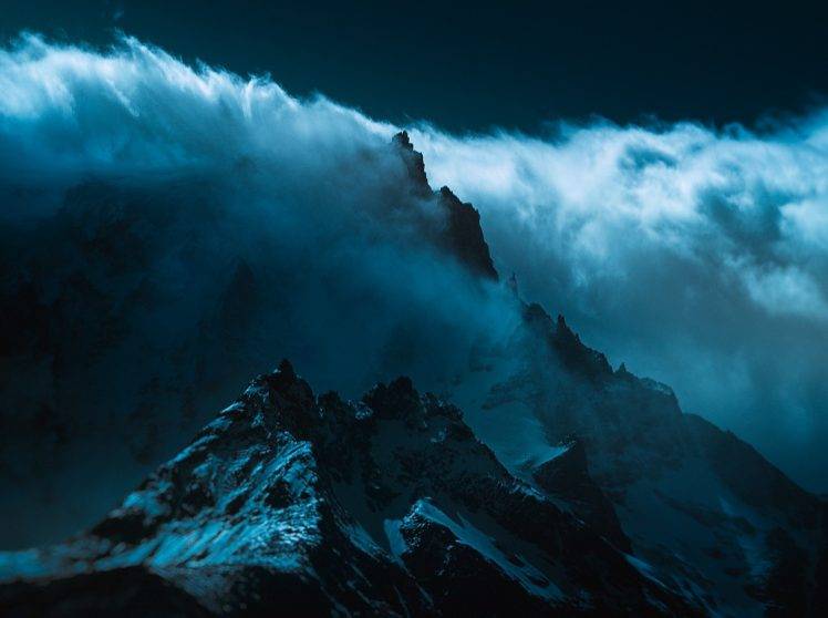 landscape, Nature, Summit, Mountain, Blue, Atmosphere, Clouds, Torres Del Paine, Chile, Wind, Snowy Peak HD Wallpaper Desktop Background