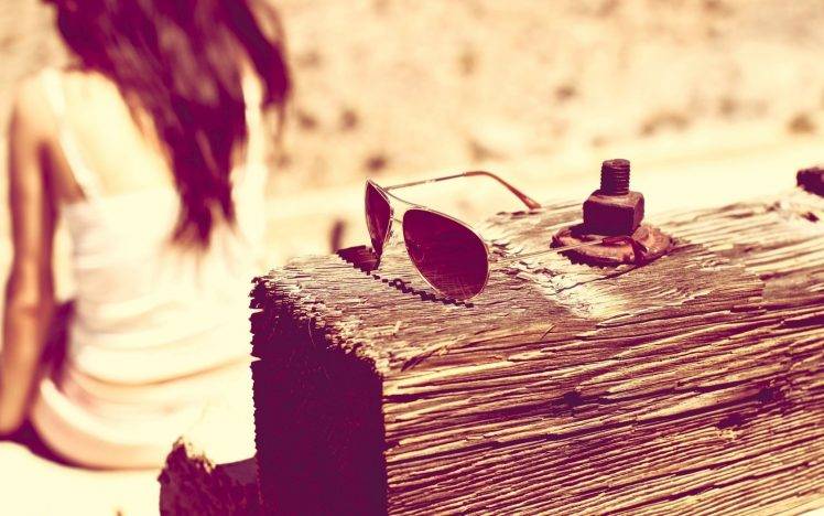 women, Sunglasses, Wood, Summer HD Wallpaper Desktop Background