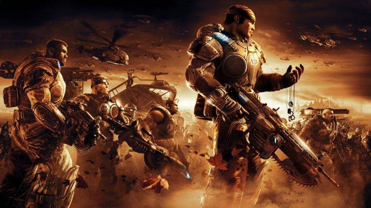 Gears Of War, Video Games, War, Apocalyptic, Gun, Helicopters, Dog Tags, Armor HD Wallpaper Desktop Background