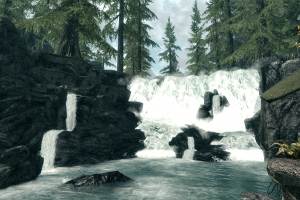 The Elder Scrolls V: Skyrim, Waterfall, Trees, Party Fall