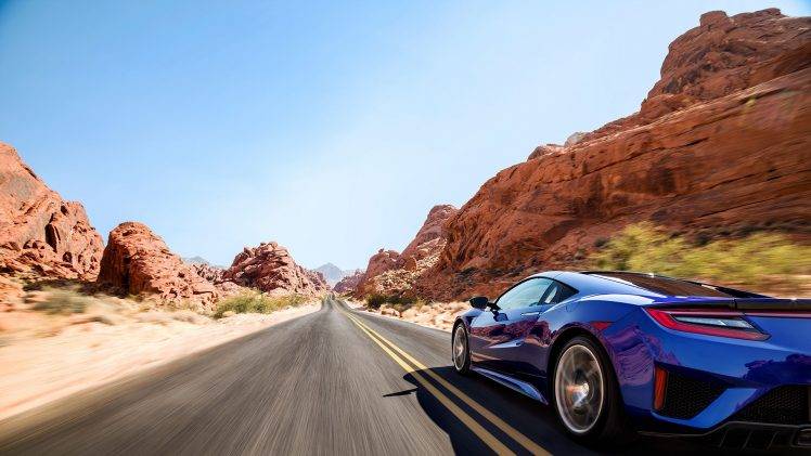car, Sports Car, Blue, Road, Desert, Acura NSX HD Wallpaper Desktop Background
