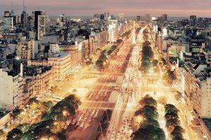 city, Car, Road, Trees, Building, Night, Buenos Aires