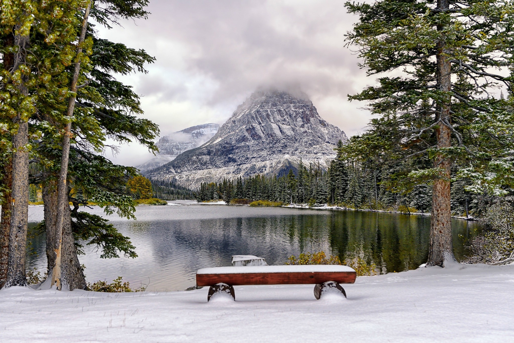 lake, Snow, Landscape Wallpaper