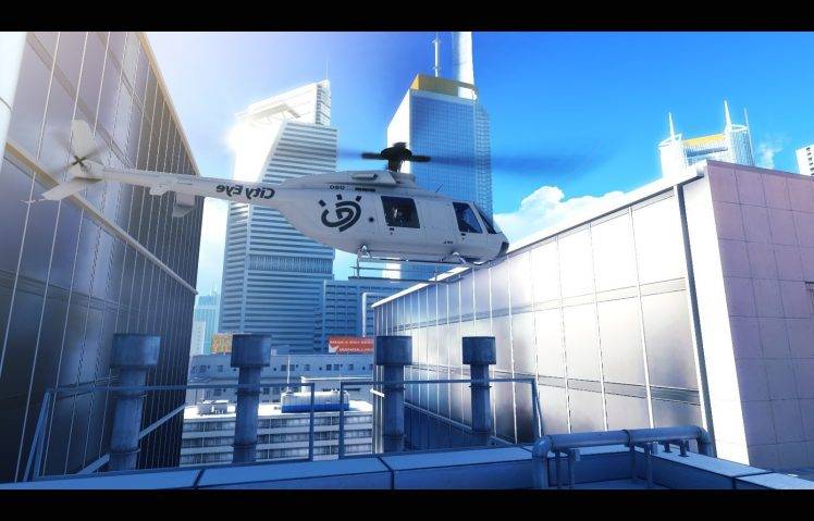 aircraft, Sky, Skyscraper, Mirrors Edge, Helicopters, Video Games HD Wallpaper Desktop Background