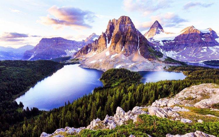 landscape, Nature, Mountain, Lake, Trees, Snow, Clouds, Forest HD Wallpaper Desktop Background
