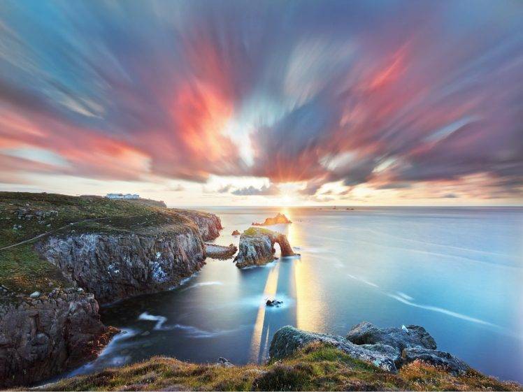 nature, Landscape, Sunset, Clouds, Sea HD Wallpaper Desktop Background