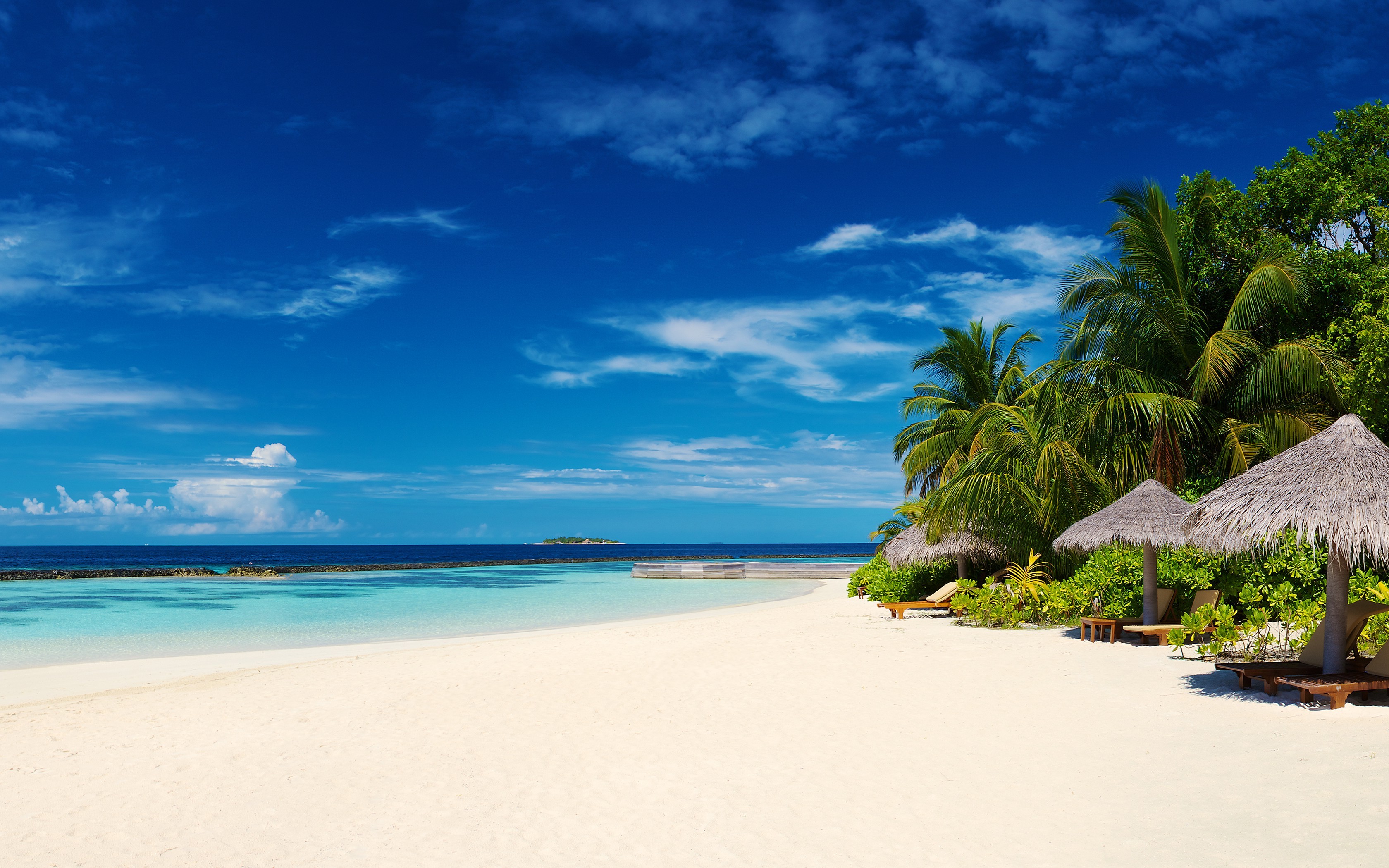 nature, Landscape, Maldives, Resort, White, Sand, Beach, Sea, Palm Trees, Tropical, Island, Summer Wallpaper