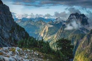 landscape, Nature, Mountain, Sunset, Clouds, Forest, Washington State, Trees, Summer, Cliff