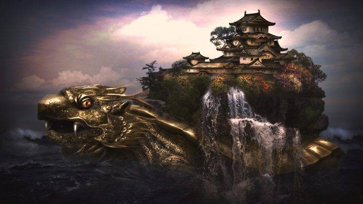 dragon, Digital Art, Fantasy Art, Turtle HD Wallpaper Desktop Background