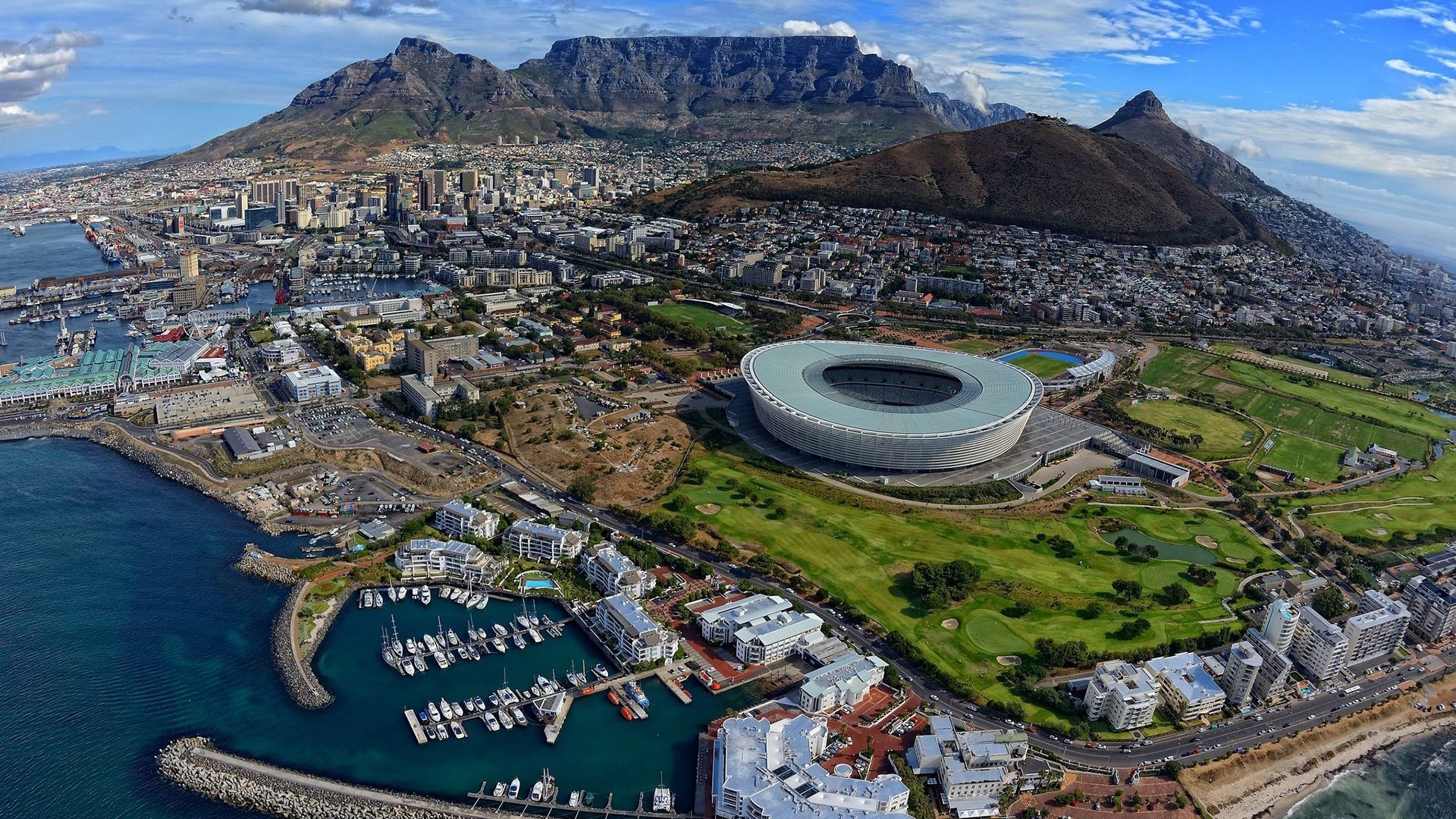 Cape Town, City, Stadium, Harbor, Aerial View, Landscape Wallpaper