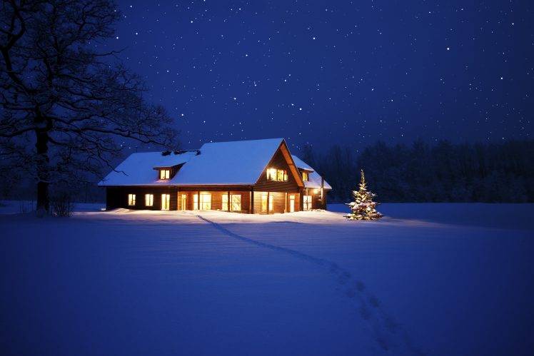 snow, Stars, Landscape HD Wallpaper Desktop Background