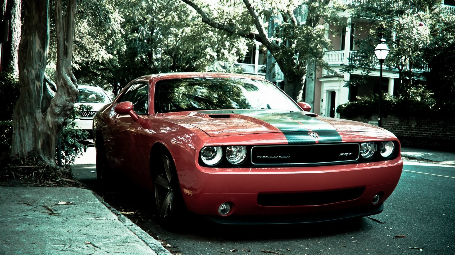 Dodge Challenger, Car, Muscle Cars, Red, Street Wallpaper