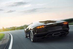 Lamborghini Aventador, Road, Motion Blur, Car