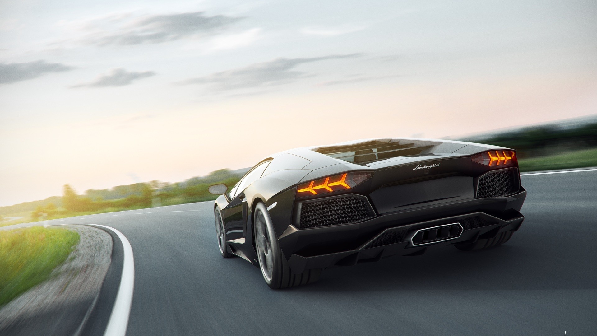 Lamborghini Aventador, Road, Motion Blur, Car Wallpaper