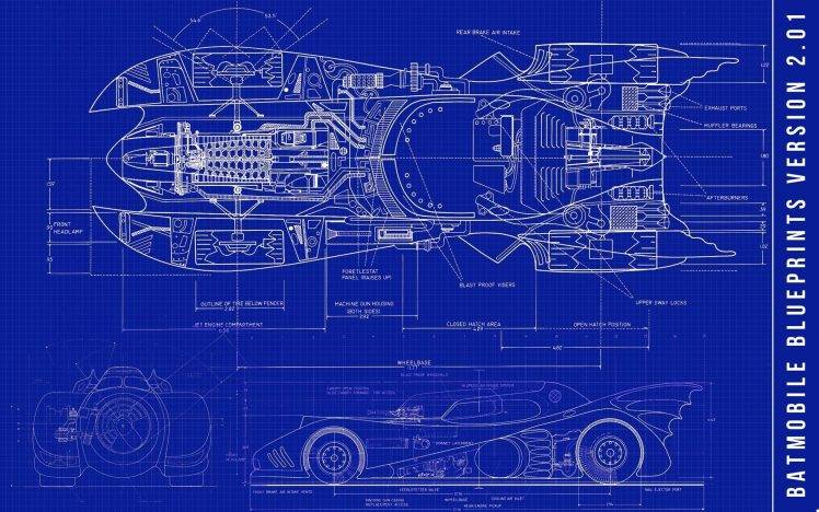 vehicle, Car, Batman, Batman Cars, Sketches, Blueprints, Batmobile HD Wallpaper Desktop Background