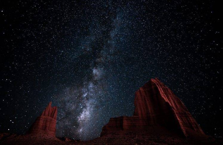 landscape, Nature, Milky Way, Starry Night, Desert, Erosion, Hill, Long Exposure, Galaxy HD Wallpaper Desktop Background