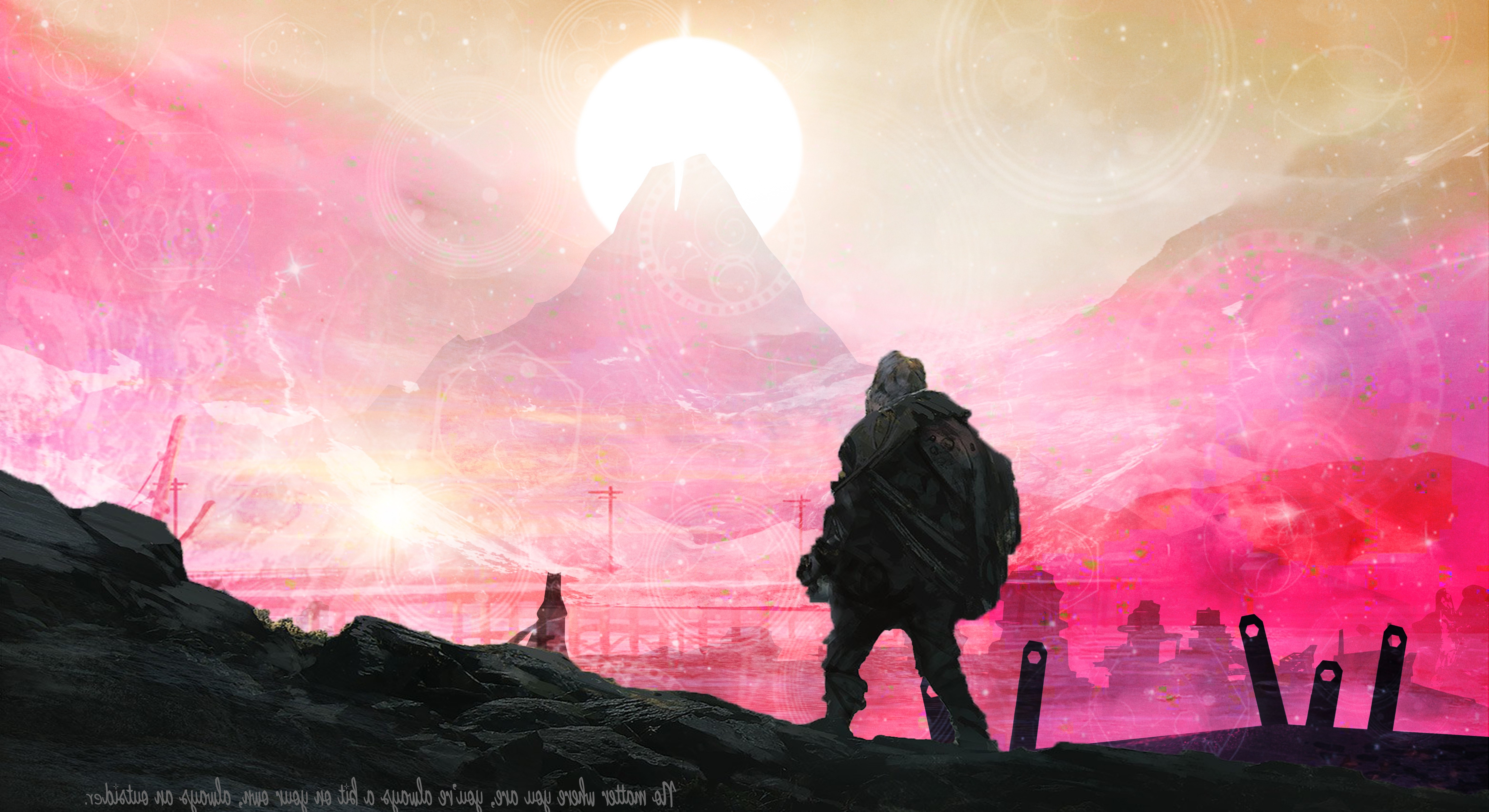 quote, Colorful, Time Travel, Journey (game), Mountain, Space, Sun, The End Wallpaper