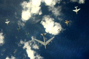military, Airplane, Clouds, Sea, Boeing B 52 Stratofortress