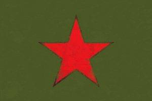 digital Art, CGI, Minimalism, Stars, Red Star, USSR, Army, Splashes, Green Background, Military