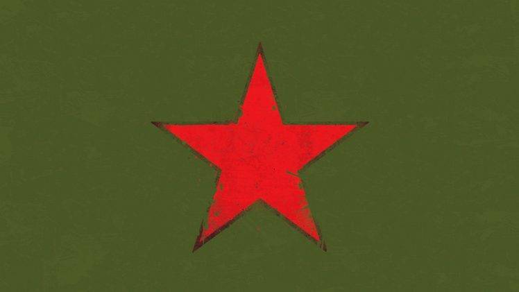 digital Art, CGI, Minimalism, Stars, Red Star, USSR, Army, Splashes, Green Background, Military HD Wallpaper Desktop Background