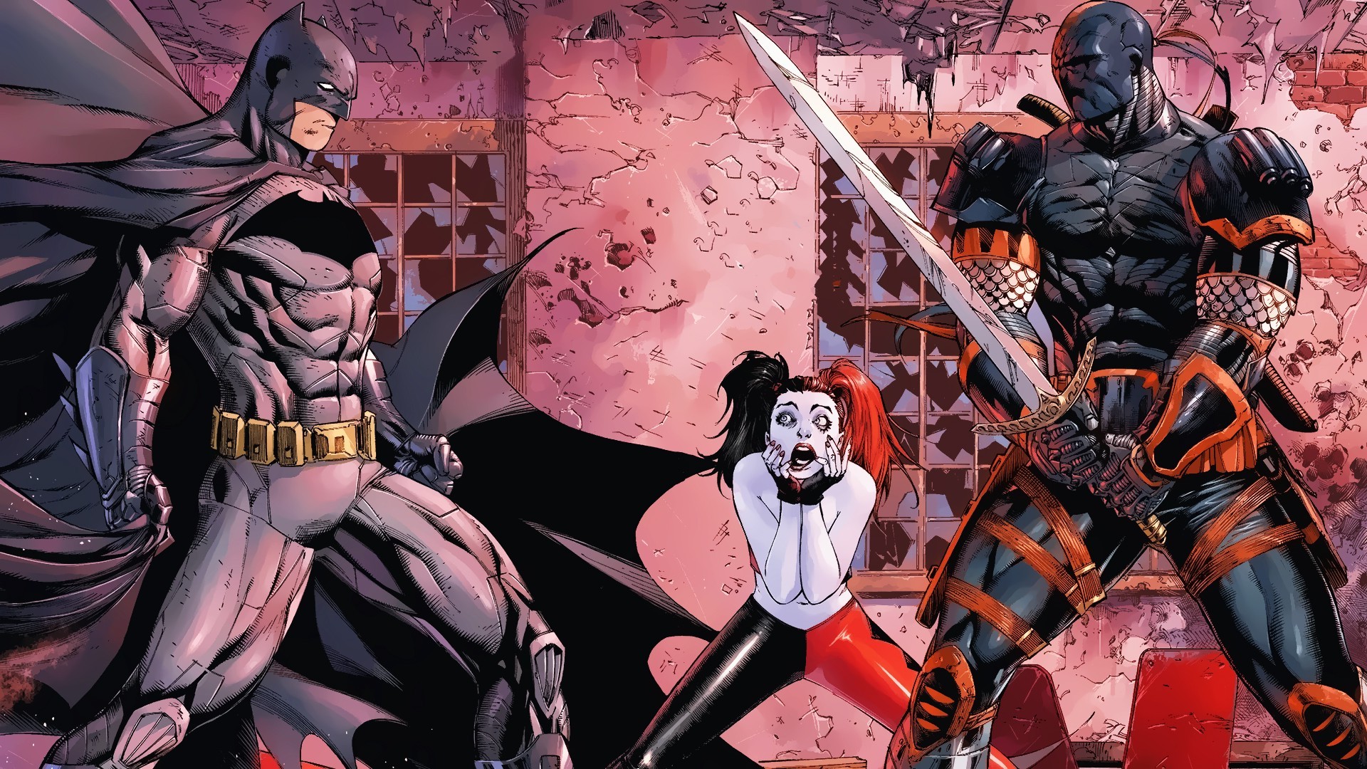 Deathstroke, Harley Quinn, Batman Wallpaper