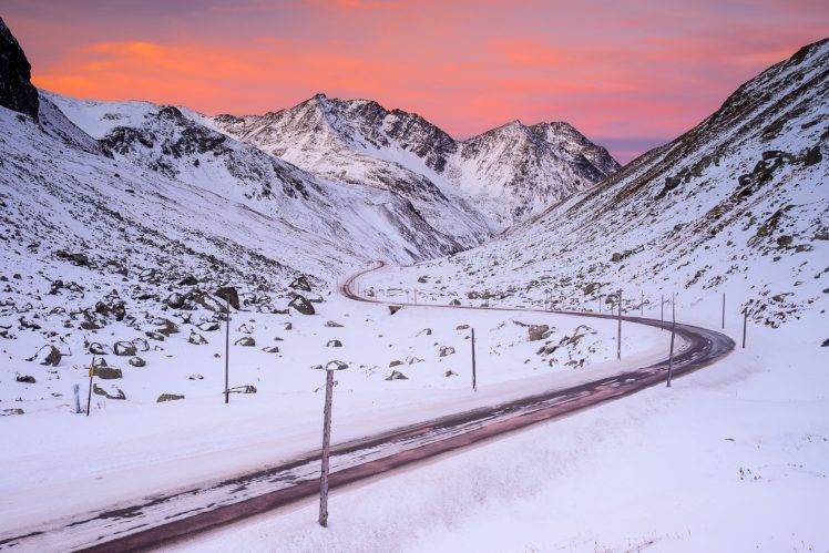 nature, Mountain, Snow, Road, Winter, Landscape HD Wallpaper Desktop Background