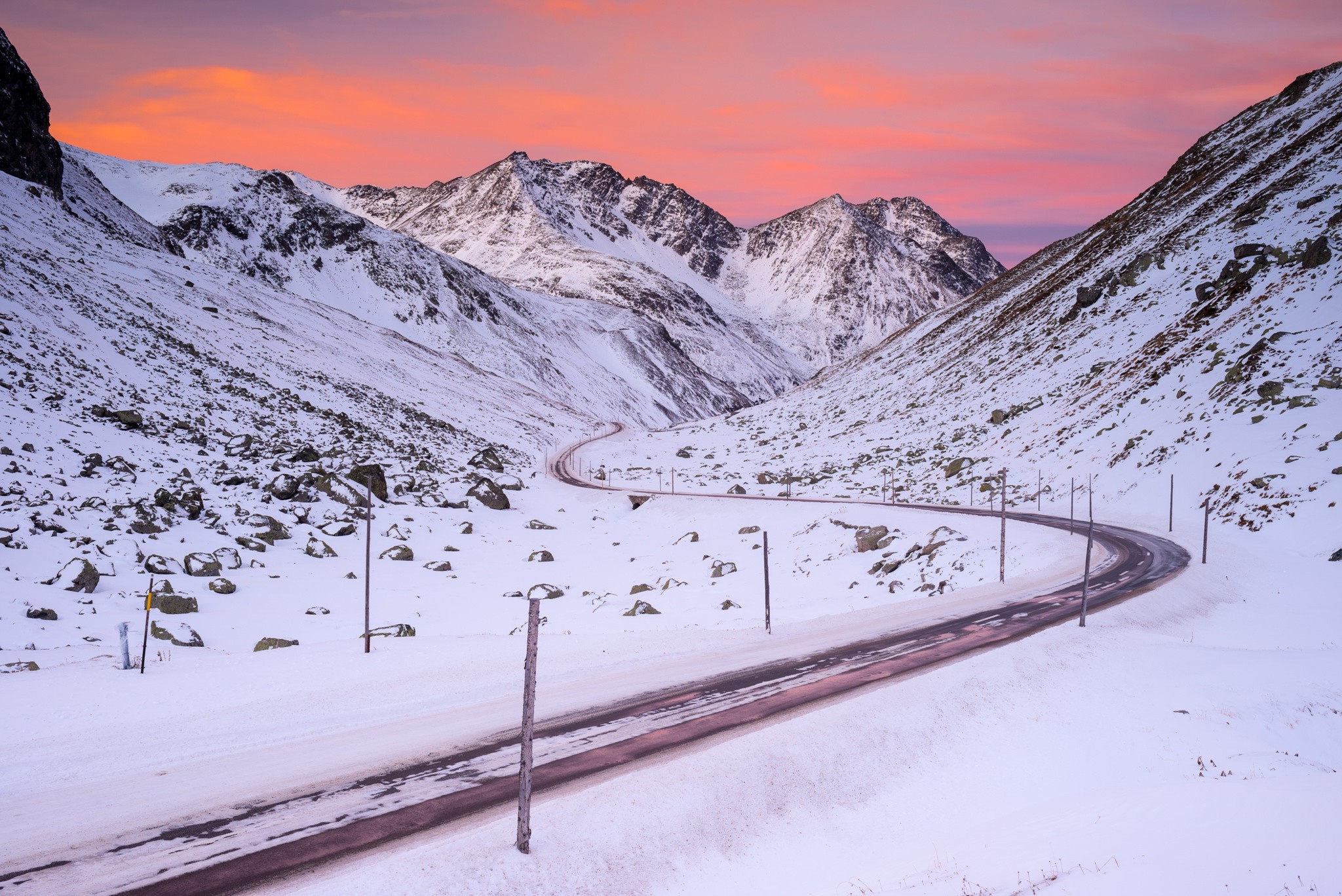 nature, Mountain, Snow, Road, Winter, Landscape Wallpaper