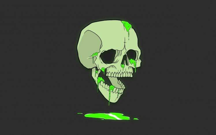 skull, Bones, Artwork, Humor, Minimalism, Green HD Wallpaper Desktop Background