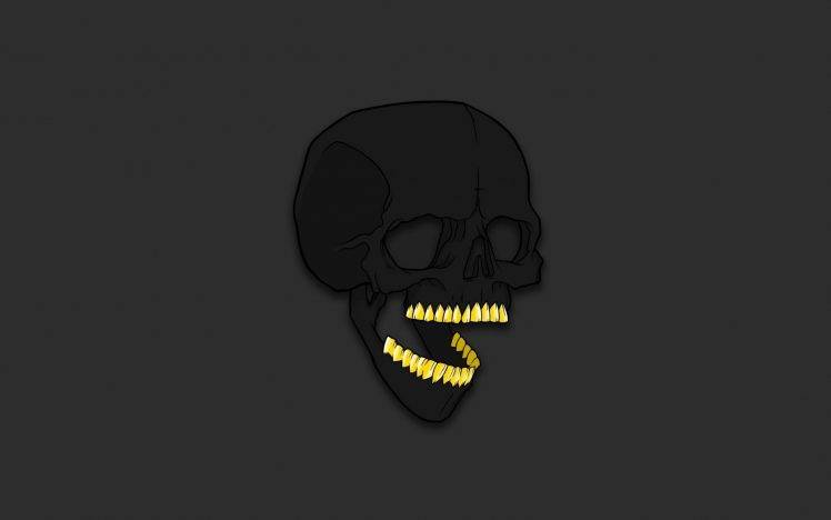 skull, Bones, Artwork, Humor, Minimalism, Teeth, Gold HD Wallpaper Desktop Background