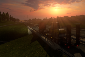 video Games, Euro Truck Simulator 2, Sunset, Highway, Trucks, Volvo FH16, Sun, Cargo