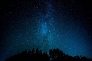 stars, Landscape, Trees, Silhouette, Milky Way