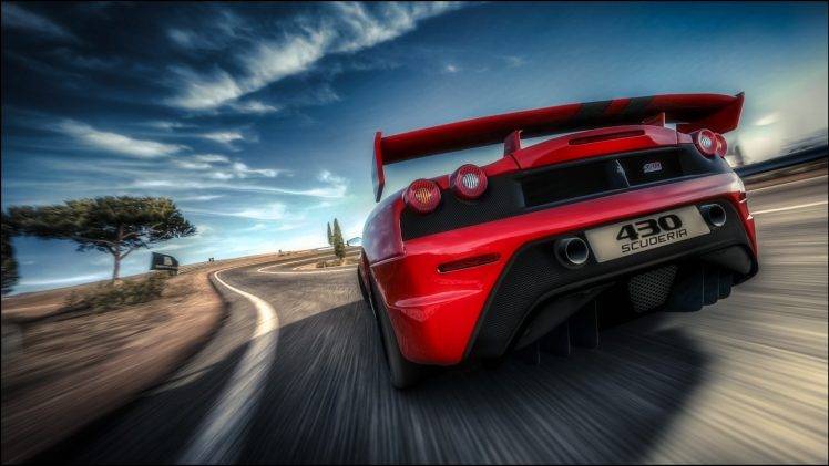 car, Road, Motion Blur, Red Cars, Ferrari, Ferrari F430 Scuderia, Supercars HD Wallpaper Desktop Background