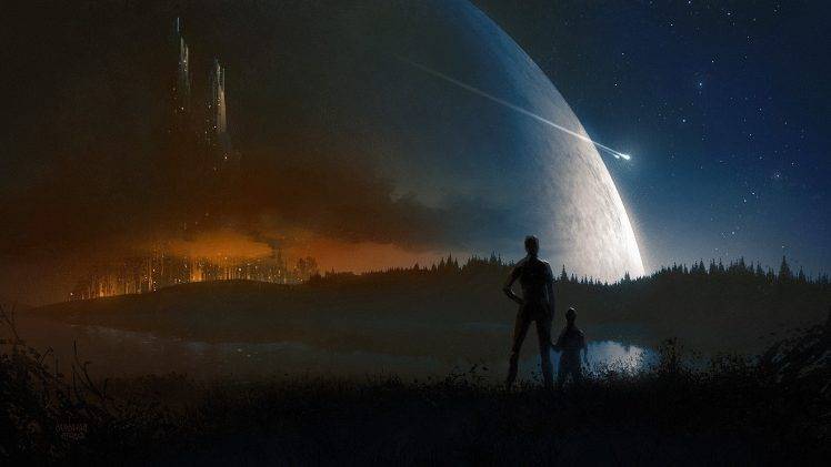 planet, City, Science Fiction, Landscape, Space Art HD Wallpaper Desktop Background