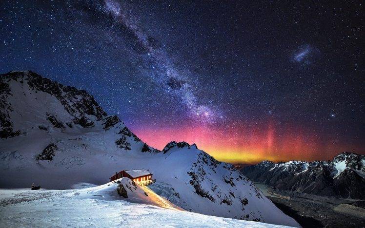 nature, Mountain, Snow, Stars, Milky Way, Landscape HD Wallpaper Desktop Background