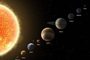 space, Solar System, Sun, Mercury, Venus, Earth, Mars, Jupiter, Saturn, Uranus, Neptune, Pluto