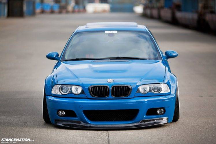 BMW, E46, BMW M3, Blue Stripes, Stance HD Wallpaper Desktop Background
