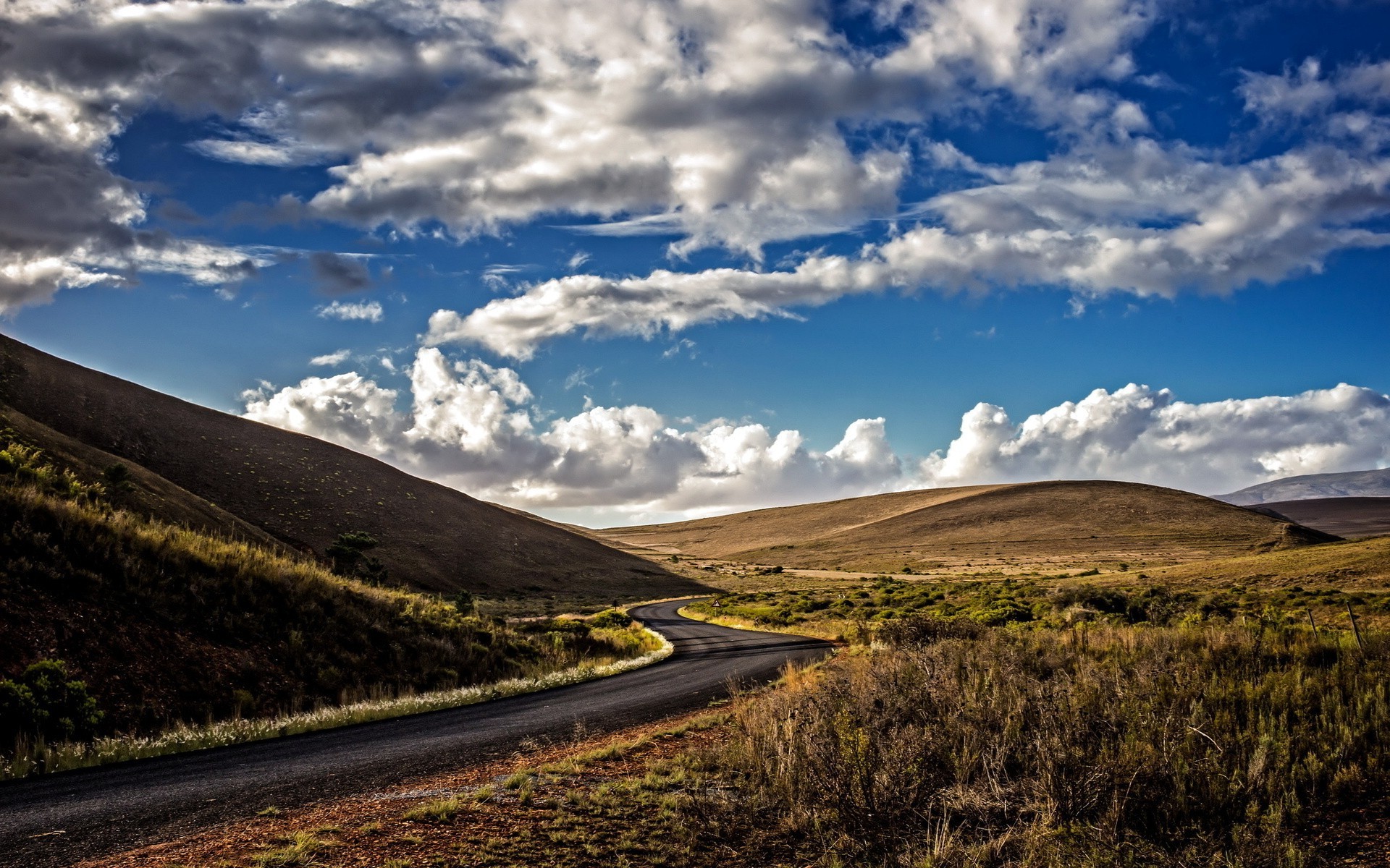 landscape, Road, Clouds Wallpaper