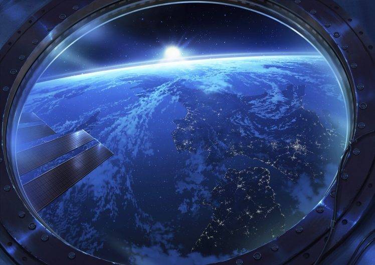 Earth, Space, Window, Horizon, International Space Station, Space Art HD Wallpaper Desktop Background