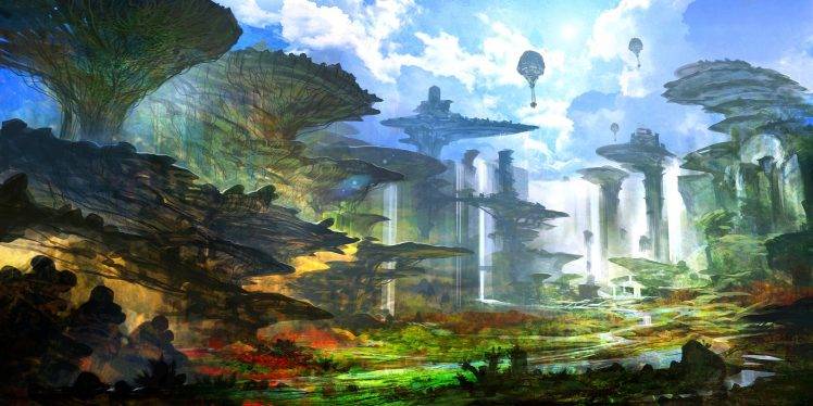 Chrono Cross, Fantasy Art, Digital Art, Artwork, Concept Art, Futuristic, Trees, Feng Zhu HD Wallpaper Desktop Background